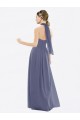 Discount High Halter Neck Chiffon Bridesmaid Dress with Twist-Tie