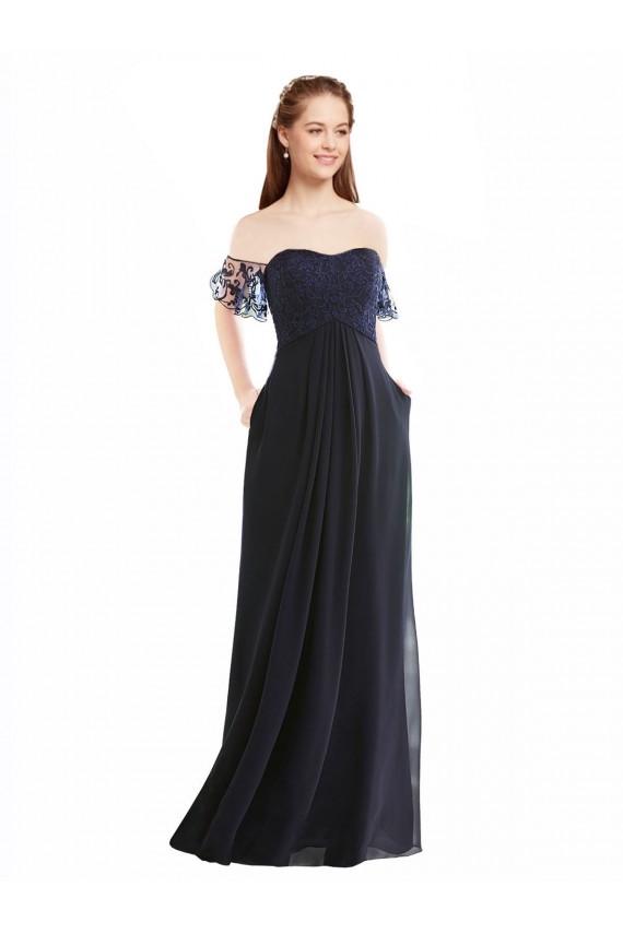 Discount Boho Bridesmaid Dress with Beaded Embroidered Bodice and Flutter Cap Sleeves