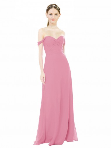 Discount Fitted Sweetheart Bodice Chiffon Bridesmaid Dress with Draped Cap Sleeves