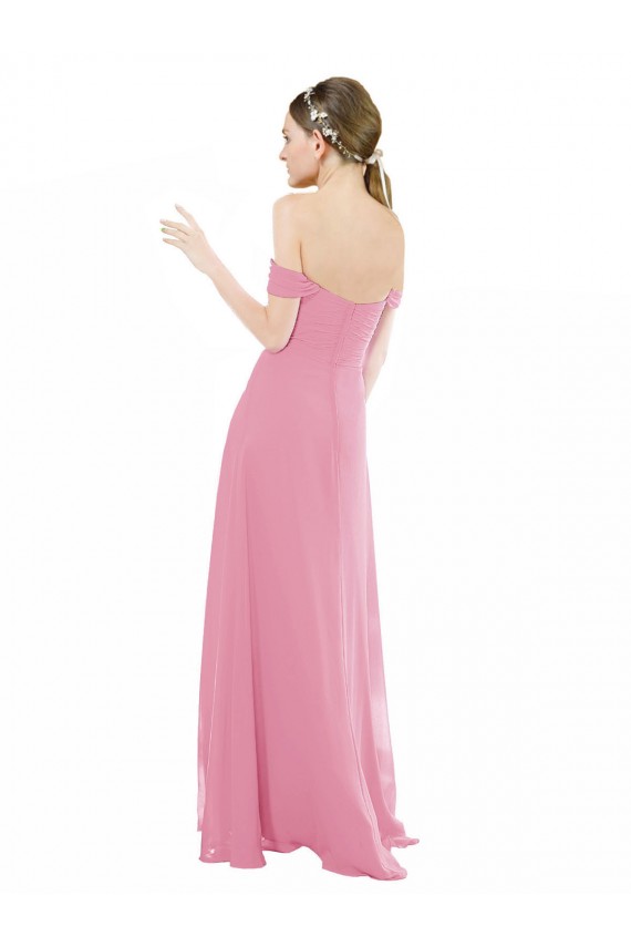Discount Fitted Sweetheart Bodice Chiffon Bridesmaid Dress with Draped Cap Sleeves