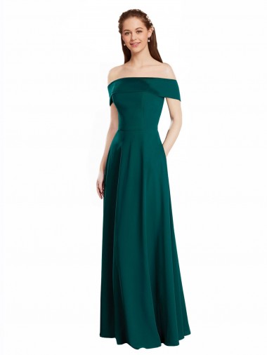 Discount Classic Off the Shoulder Chiffon Bridesmaid Dress with Cap Sleeves