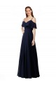 Discount Chiffon Bridesmaids Dress with Off the Shoulder Ruffle Detail