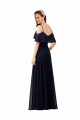 Discount Chiffon Bridesmaids Dress with Off the Shoulder Ruffle Detail
