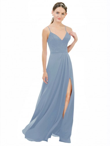 Discount Sexy Chiffon Bridesmaid Dress with V-Neck Lace Bodice