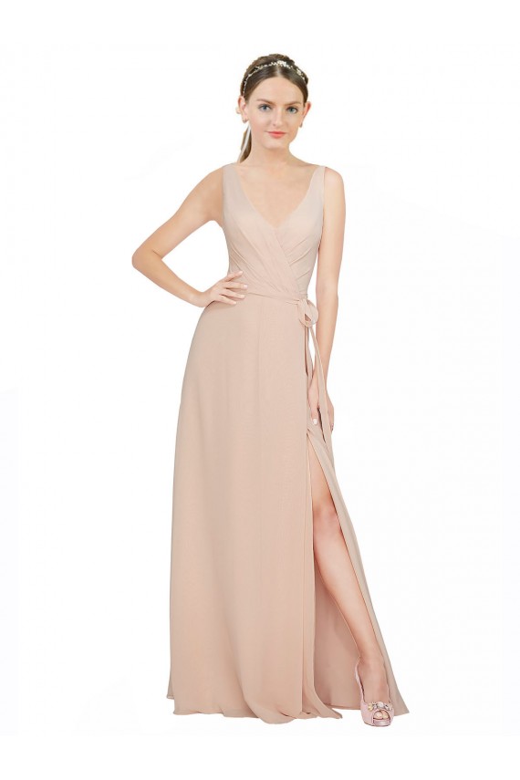 Discount Chiffon Bridesmaids Dress with Matching Chiffon Tie Sash