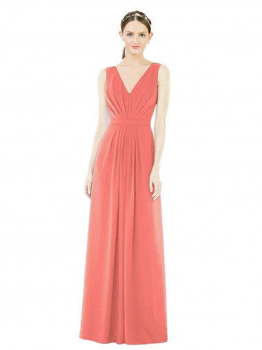 Discount V-Neck V-Back Sleeveless Chiffon Bridesmaid Dress