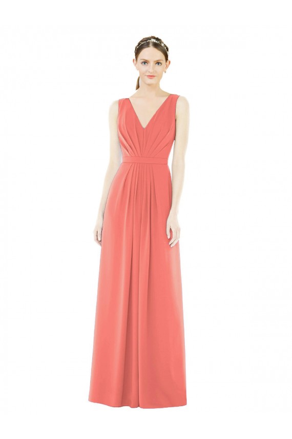Discount V-Neck V-Back Sleeveless Chiffon Bridesmaid Dress