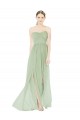 Discount Strapless Draped Bodice Maxi Bridesmaid Dress with Front Slits