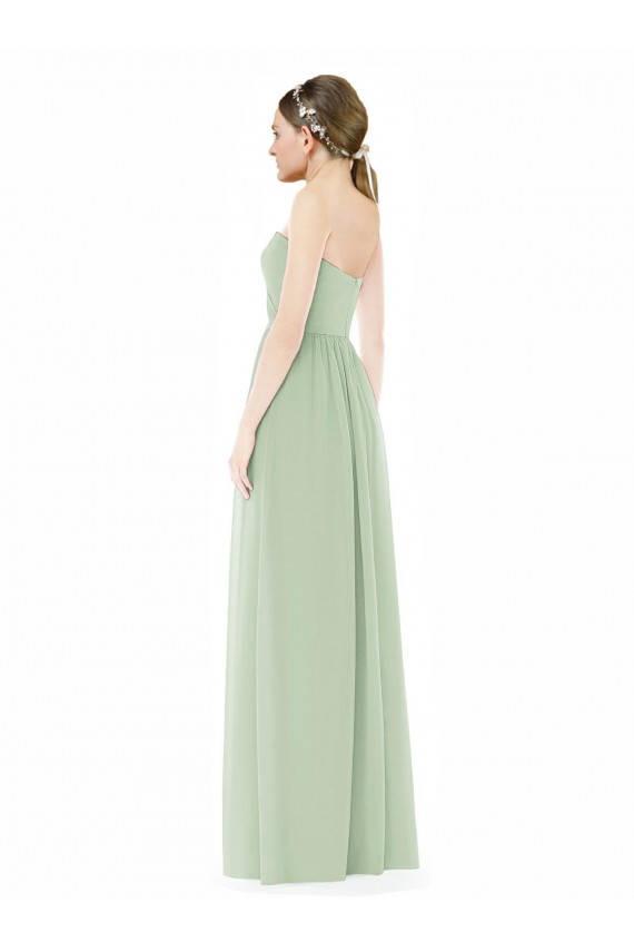Discount Strapless Draped Bodice Maxi Bridesmaid Dress with Front Slits