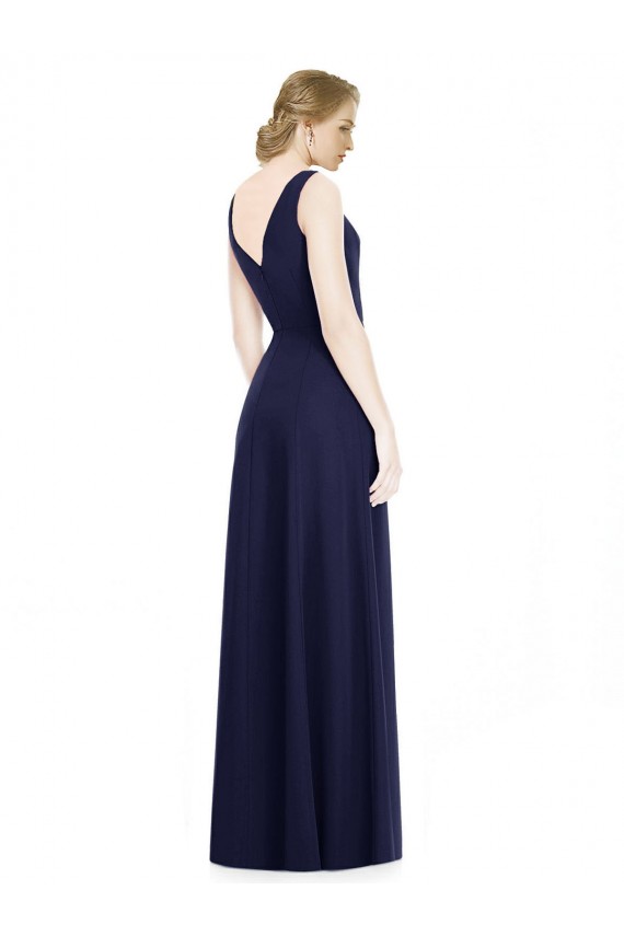 Discount Cowl Neck Deep V-Back Chiffon Bridesmaid Dress with Side Front Slits