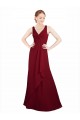 Discount Twist-Knot V-Neckline Long Chiffon Bridesmaid Dress
