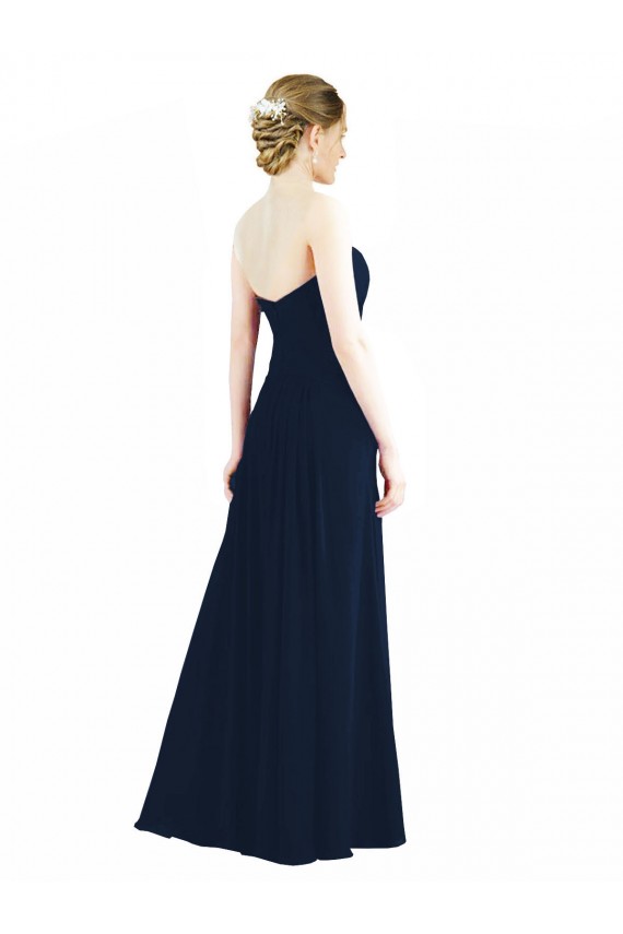 Discount Sweetheart Neckline Draped Floor Length Chiffon Bridesmaid Dress