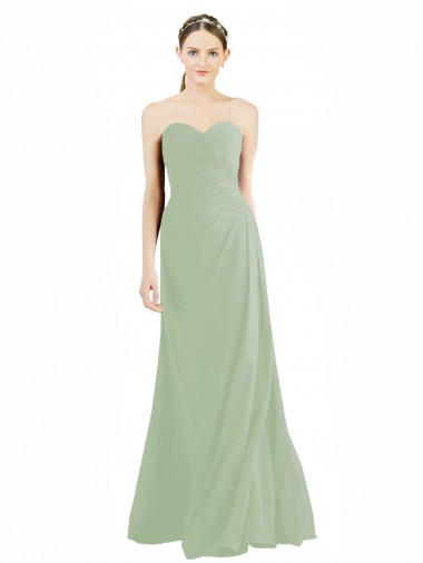 Discount Sweetheart Neckline Draped Floor Length Chiffon Bridesmaid Dress