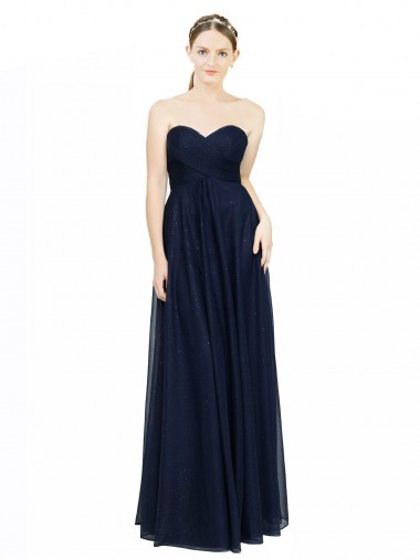 Discount Strapless Sweetheart Long Chiffon Bridesmaid Dress Low Back