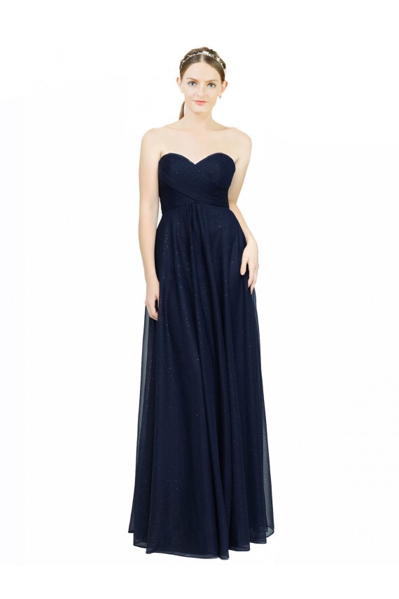 Discount Strapless Sweetheart Long Chiffon Bridesmaid Dress Low Back