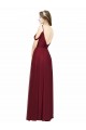 Discount Off the Shoulder V-Neck Petite Chiffon Bridesmaid Dress with Open Back