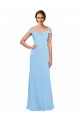 Discount Off the Shoulder Bateau Neck Chiffon Bridesmaid Dress with Straps