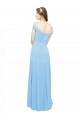 Discount Off the Shoulder Bateau Neck Chiffon Bridesmaid Dress with Straps