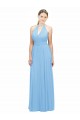 Discount Keyhole Front Sheath Chiffon Bridesmaid Dress with Open Tie Back
