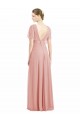 Discount Draped Short Sleeves Long Chiffon A-Line Bridesmaid Dress