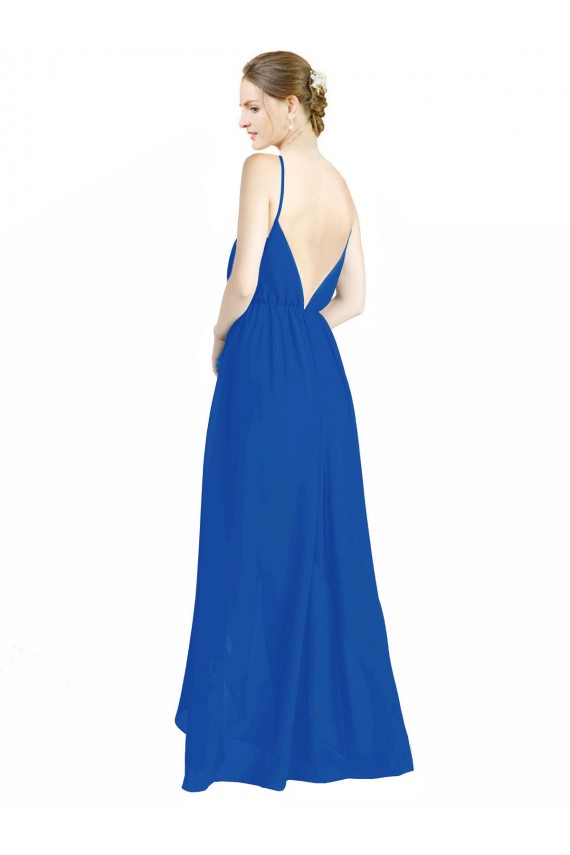 Discount Sleeveless Surplice Chiffon Bridesmaid Dress with Spaghetti Straps