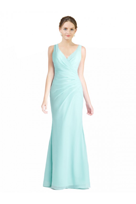Discount Ruched Bodice Sweetheart Chiffon Bridesmaid Dress with Lace Back