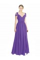 Discount Off the Shoulder Cap Sleeves Chiffon Bridesmaid Dress with Pleats