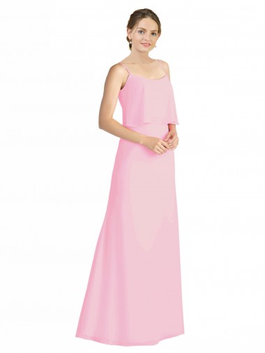 Discount Spaghetti Straps A-Line Chiffon Bridesmaid Dress Low Back