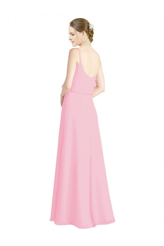 Discount Spaghetti Straps A-Line Chiffon Bridesmaid Dress Low Back