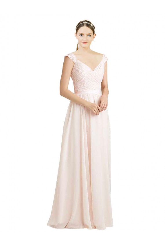 Discount Sweetheart A-Line Chiffon Bridesmaid Dress with Ruched Lace Bodice