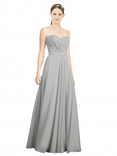 Discount Sweetheart Strapless Draped Long Chiffon Bridesmaid Dress