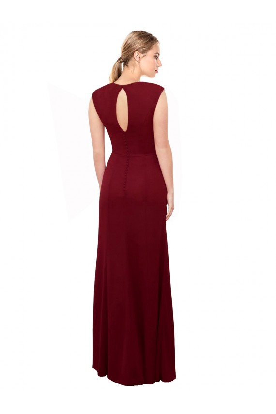 Discount Cap Sleeves Chiffon Bridesmaid Dress / Prom Dress with Pleated V-Neck Bodice