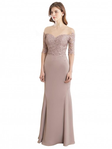 Discount Sweetheart Neckline Long Sleeves Lace Bridesmaid Dress