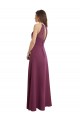 Discount High Neckline Long Chiffon Bridesmaid Dress with Beaded Trim