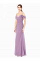 Discount Draped Off the Shoulder Sweetheart Chiffon Bridesmaid Dress with Button Back