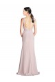 Discount Long Slim Chiffon Bridesmaid Dress with Ruffled Waist and Keyhole
