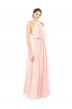 Discount Halter Neck Chiffon Bridesmaid Dress with Double Ruffle Front
