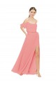 Discount Draped Off the Shoulder Sleeves Chiffon Bridesmaid Dress
