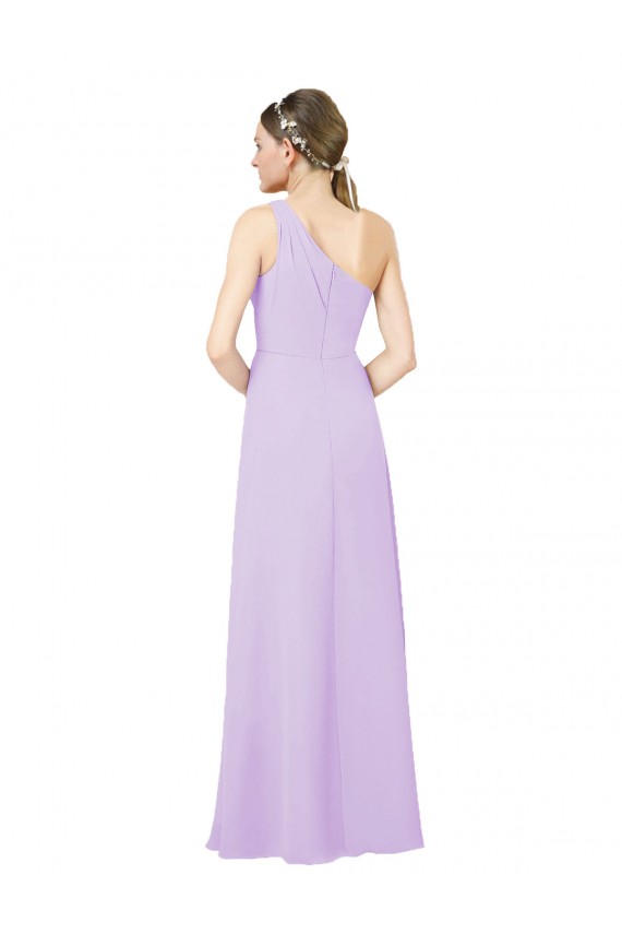 Discount Grecian Inspired Simple One Shoulder Chiffon Formal Bridesmaid Dress with Ruching