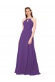 Discount High Halter Chiffon Bridesmaid Dress with Keyhole