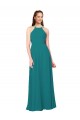 Discount Simple Chiffon Bridesmaid Dress with High Halter Neckline