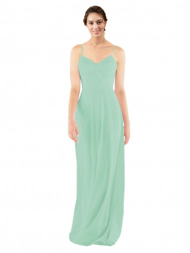 Discount Classic Long Chiffon Bridesmaid Dress with V-Neck