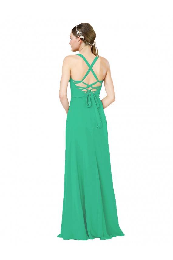 Discount Classic Chiffon Bridesmaid Dress with Lace-Up Back