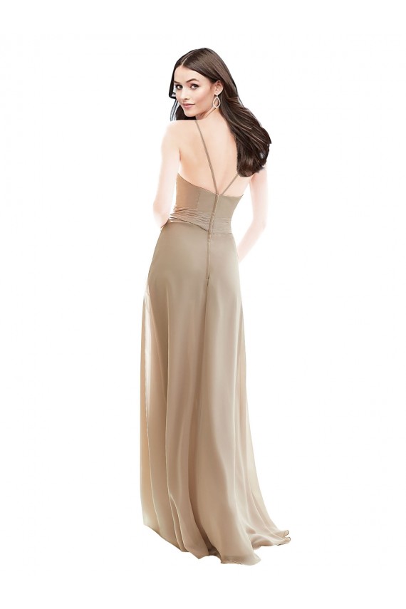 Discount Elegant Bridesmaid with High Neckline and Illusion V-Neck