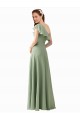 Discount Chiffon Bridesmaids Dress with Ruffles Flutter Sleeves