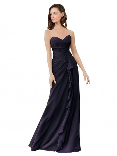 Discount Strapless Chiffon Bridesmaids Dress with Sweetheart Neckline