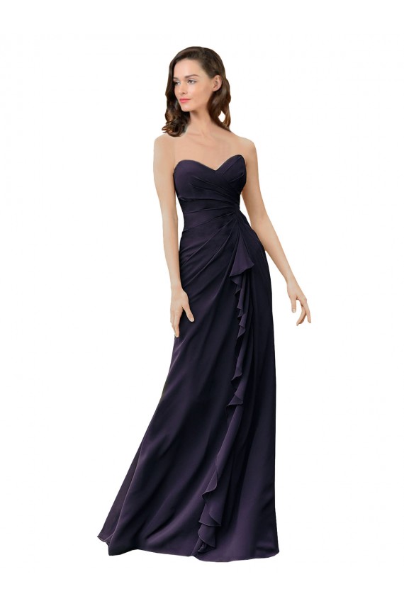 Discount Strapless Chiffon Bridesmaids Dress with Sweetheart Neckline