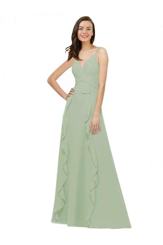 Discount Chiffon Bridesmaid Dress with Ruffles and Draping