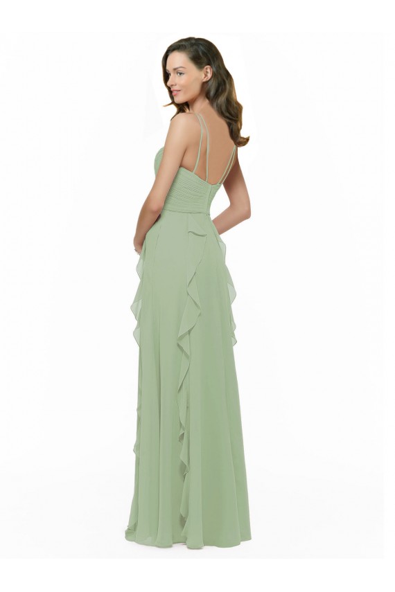 Discount Chiffon Bridesmaid Dress with Ruffles and Draping