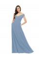 Discount Chiffon Bridesmaid Dress with Classic Off the Shoulder Neckline